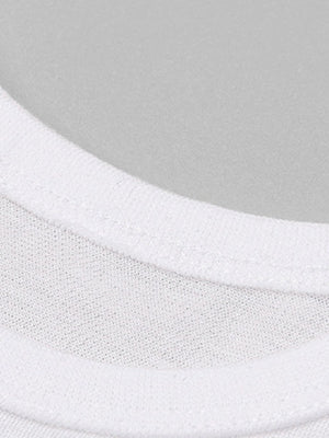 White cotton crew-neck toddler t-shirt detail