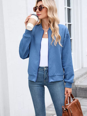 bomber jacket in Grey with geometric and zipper