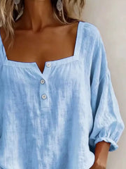 Full Size Square Neck Button Detail Blouse, editorial view