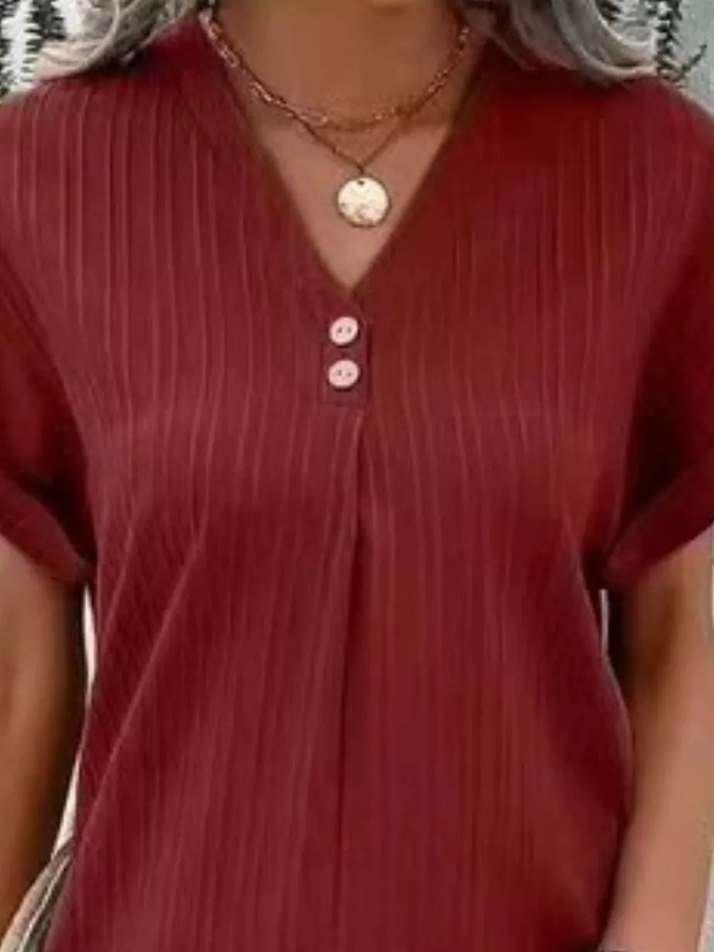Full Size Casual V-neck Short Sleeve Dress in Silver, view 17