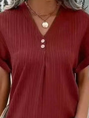 Full Size Casual V-neck Short Sleeve Dress in Silver, view 17