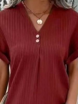 Full Size Casual V-neck Short Sleeve Dress in Silver, view 17