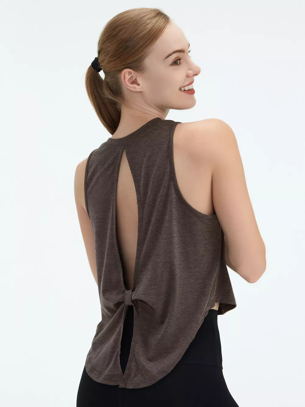 Cutout Back Active Tank With Tie Detail