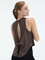 Cutout Back Active Tank With Tie Detail