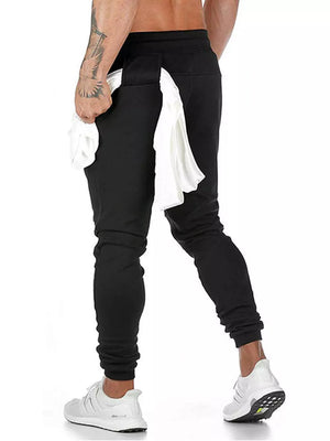 Men's Drawstring Slim Fit Joggers in Grey, model styling view