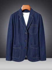 Men's Plus Size Classic Denim Blazer, front view