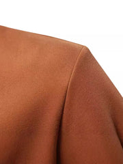 Colorblock zip-neck sweatshirt in caramel with textured fabric detail.