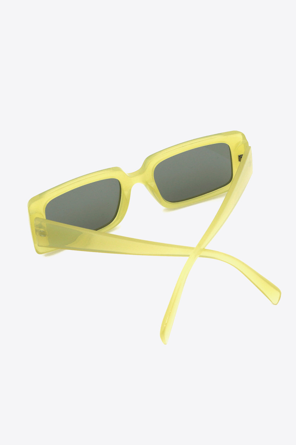 Citron Tint Rectangular Frame Shades with dark lenses and yellow-green frames.