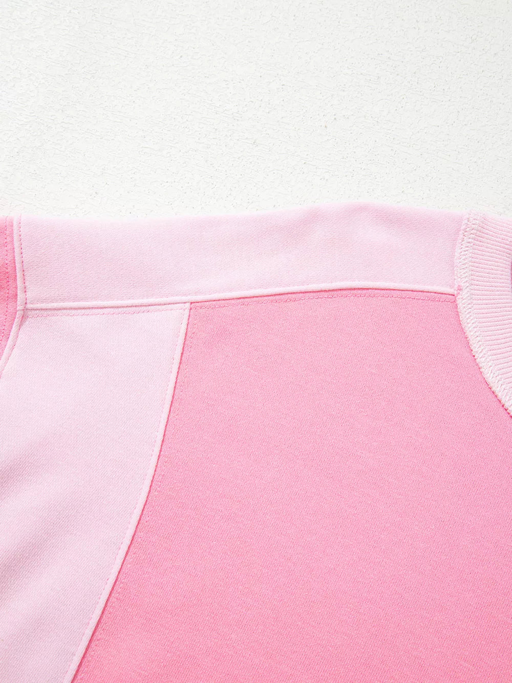 2-tone Color Block Patchwork Sweatshirt in Pink, alternate angle