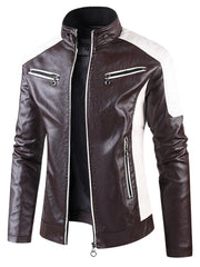 Premium Color Block Faux Leather Coat