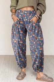 Floral Print Relaxed Fit Jeans in Medium, front view