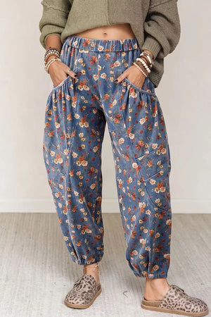 Floral Print Relaxed Fit Jeans in Medium, front view