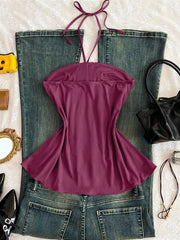 Embellished Front Halter Neck Cami, close-up detail