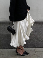 Elegant Satin Flowy Maxi Skirt