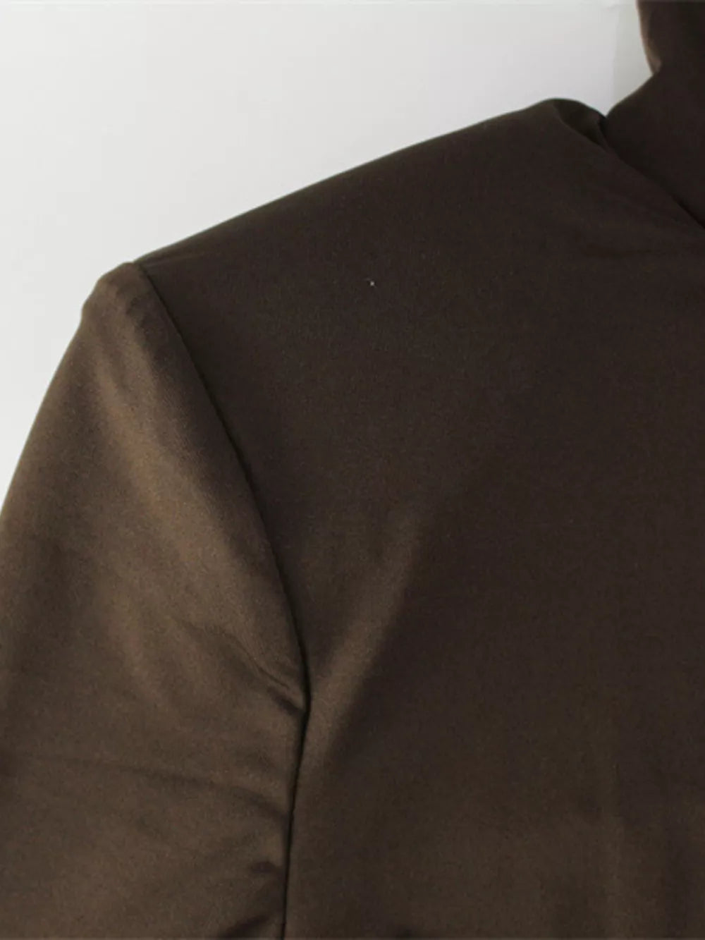 Maternity turtleneck maxi dress in coffee brown with tie detail.