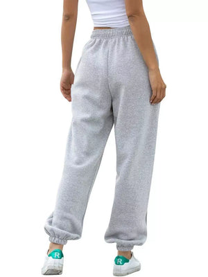 Loose Fit Drawstring Joggers in Pink, close-up detail