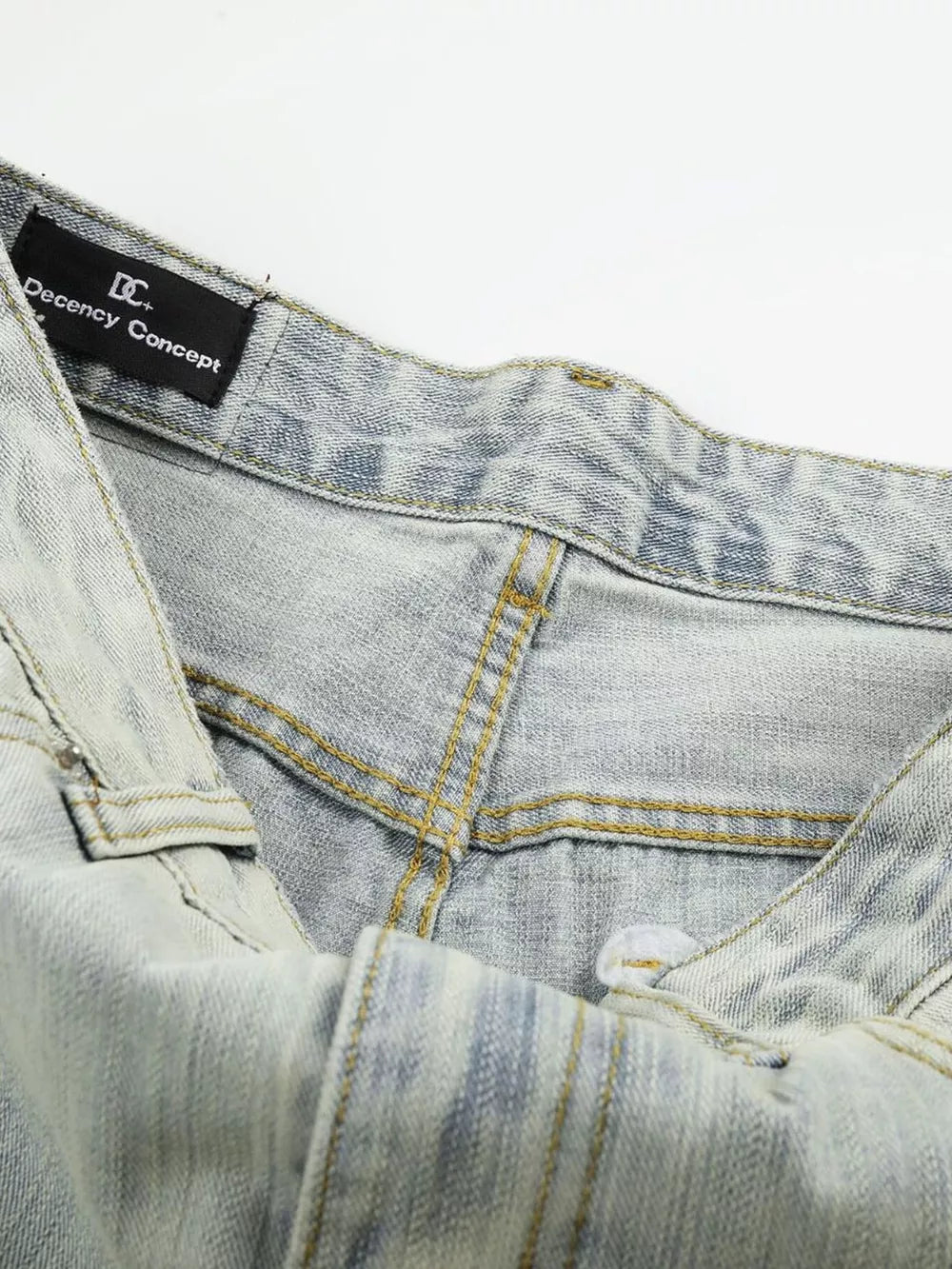 Men S Washed Wide Leg Jeans in Blue, back view