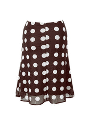 A-line brown mesh polka dot skirt with sheer hem