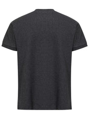 Men's dark gray textured ribbed short-sleeve henley t-shirt