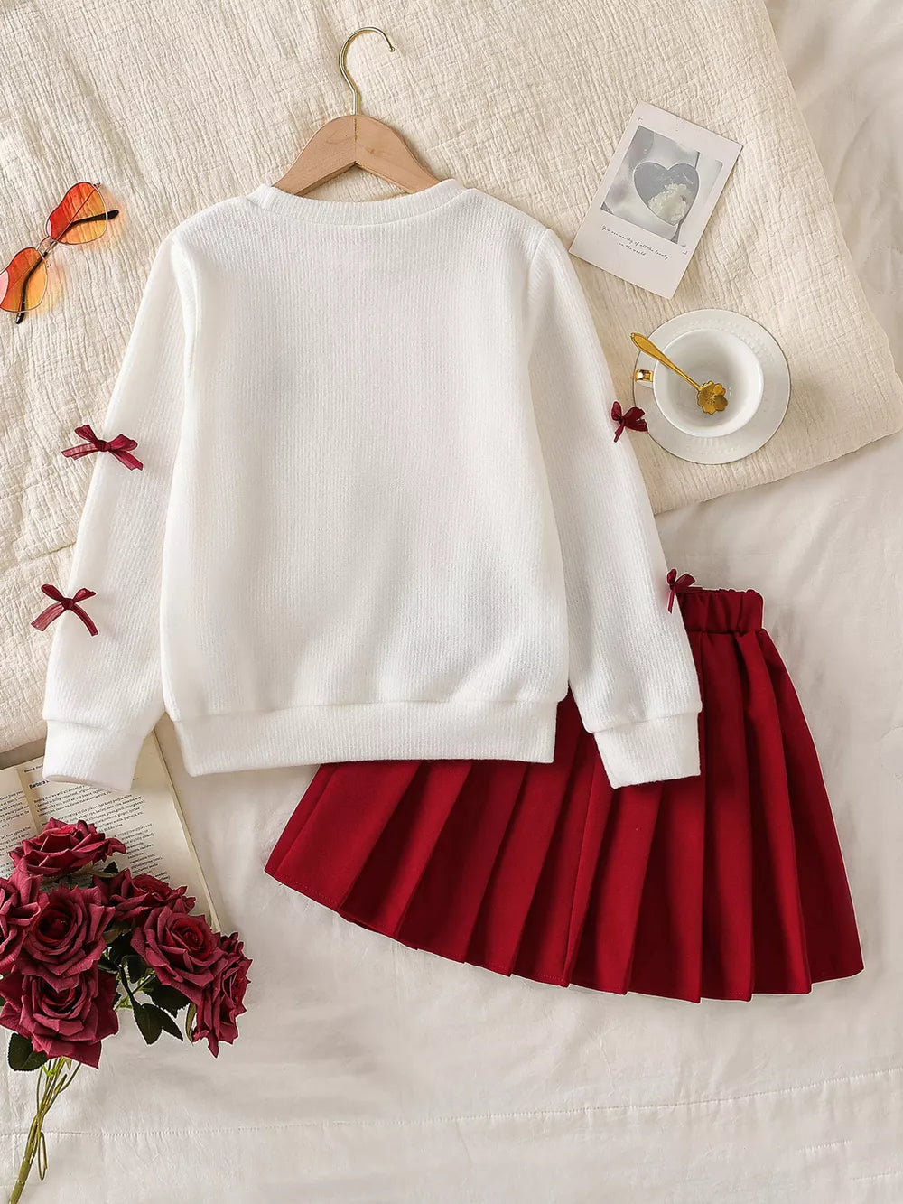 Crew-neck Mini Skirt in White, alternate angle
