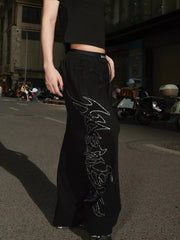 Men S Drawstring Wide Leg Pants in White, front view