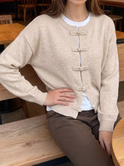 Button-down Long-sleeve Top in Apricot, back view