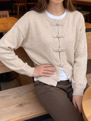 Button-down Long-sleeve Top in Apricot, back view