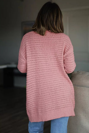 Dusty Pink cardigan featuring pocketed and ribbed