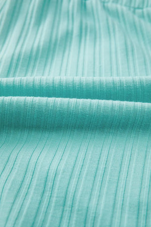 Ribbed Tiffany Blue loungewear shorts with drawstring detail
