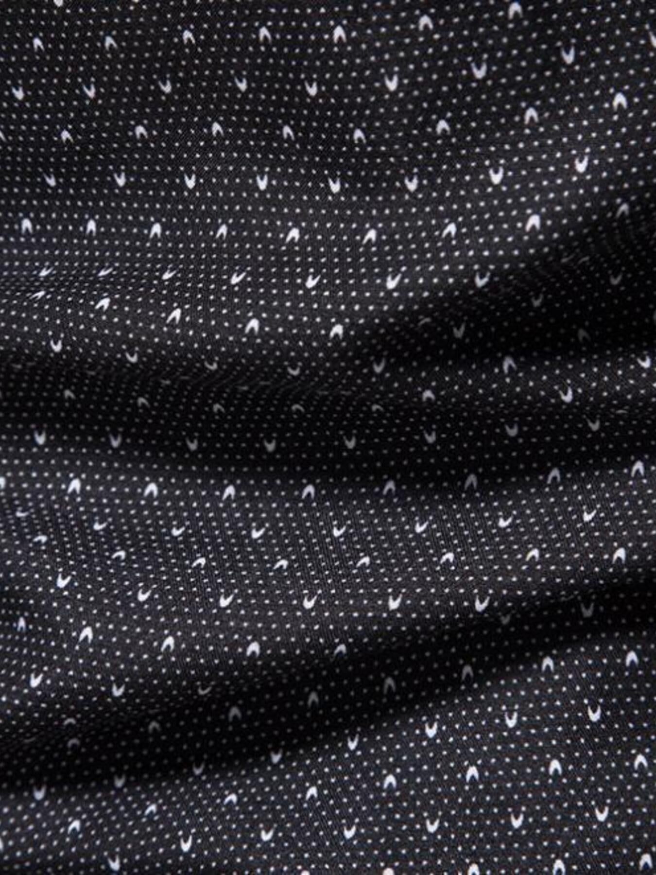 Black cotton shirt with micro-dots and curved lines pattern