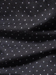 Black cotton shirt with micro-dots and curved lines pattern