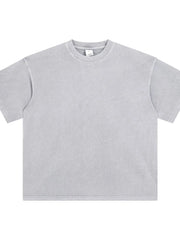 Oversized washed cotton crewneck t-shirt in Gray with a relaxed fit and crew neckline.