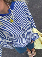 Striped Knit Button Up Cardigan in Khaki, product detail