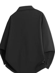 Relaxed Fit Snap-down Shacket For Men