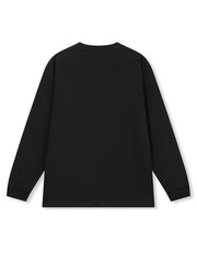 Oversized black long-sleeve t-shirt with a crew neck.