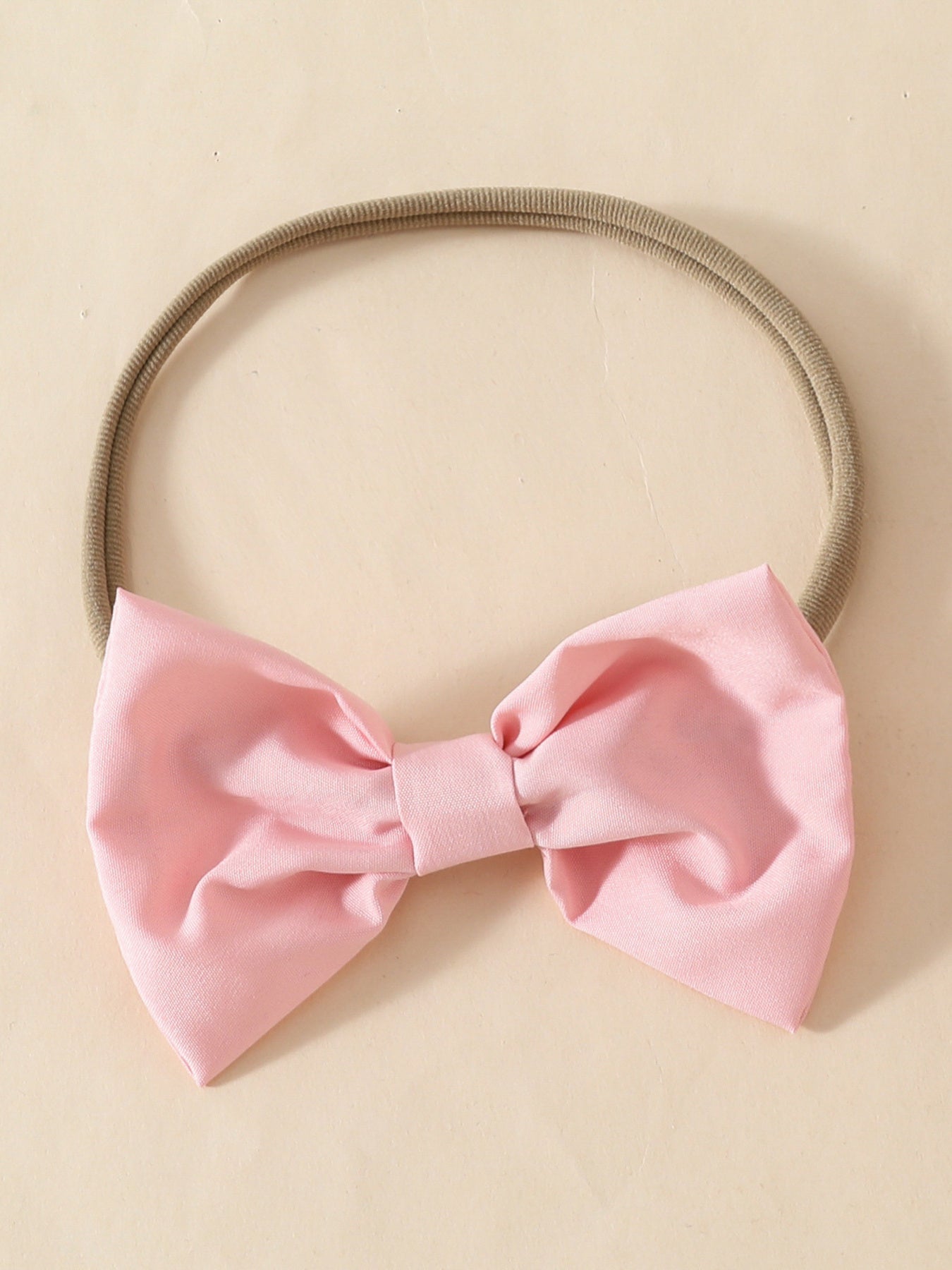 Pink bow headband for baby girl with soft elastic band