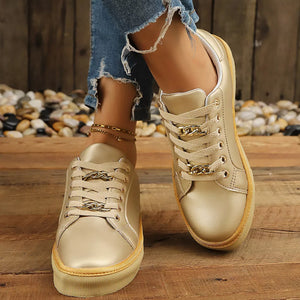 Round Toe Platform Sneakers in White, view 11