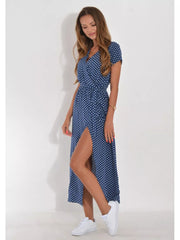 Floral Surplice Midi Dress With Tie Waist