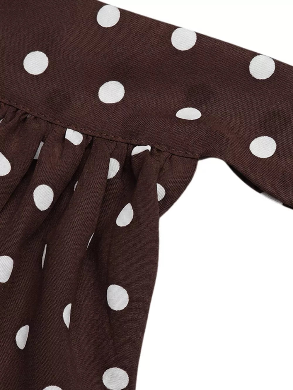 Coffee brown polka dot halter mini dress with ruffled detail