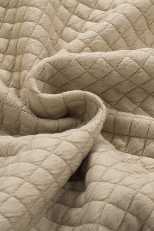 Quilted overshirt in tan with diamond pattern fabric detail
