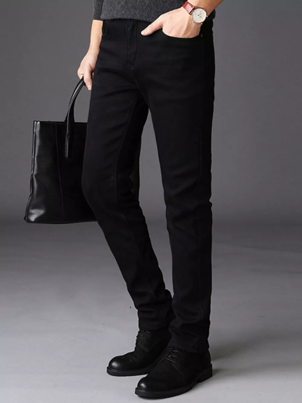 Slim Fit Pants in White, model styling view