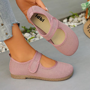 Round Toe Slip-ons in White, editorial view