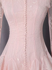 Lace Flare Sleeve Mini Dress in Pink, alternate angle
