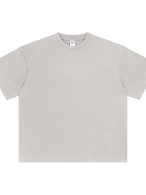 Oversized gray acid wash t-shirt with crew neck and short sleeves