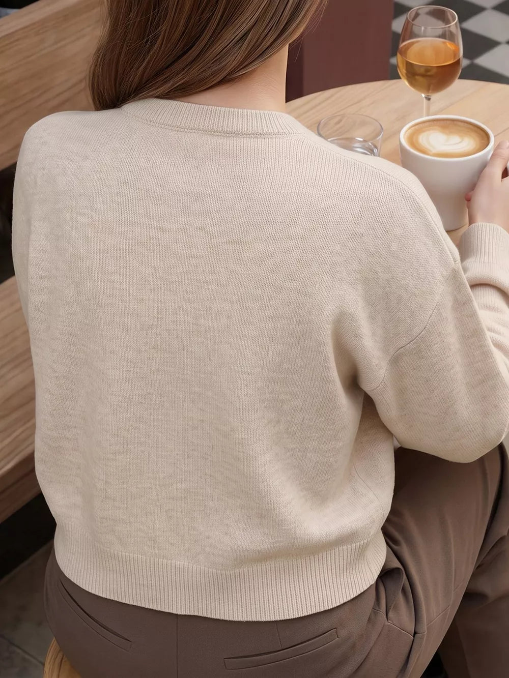 Button-down Long-sleeve Top in Apricot, alternate angle