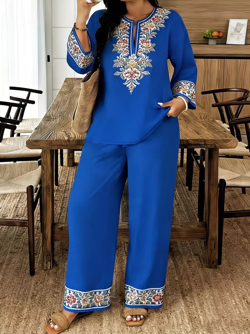 Embroidered Plus-size Two-piece Ensemble