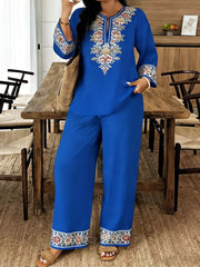 Embroidered Plus-size Two-piece Ensemble