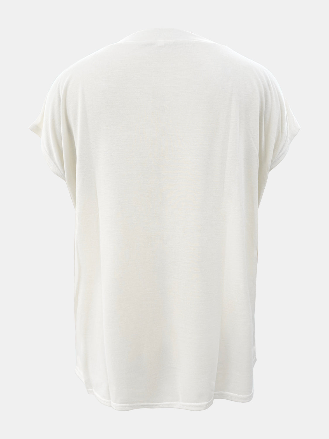 White relaxed fit t-shirt with cap sleeves and a crew neck.