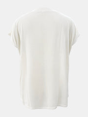 White relaxed fit t-shirt with cap sleeves and a crew neck.
