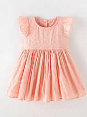 Children's Eyelet Flutter Sleeve Dress, side view